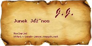 Junek János névjegykártya
